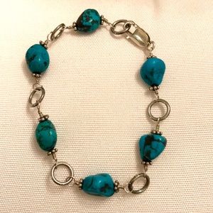 Turquoise and sterling silver bracelet 8”